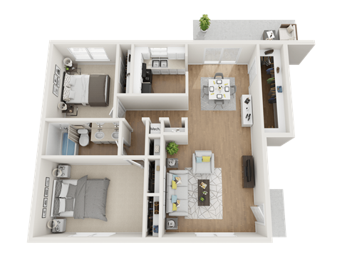 Floor plan for 2 beds, 1 bath, 1147 sqft